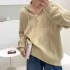 Suéter pullover com capuz e cordão, gola semiaberta, para mulheres, novo estilo outono, top de tricô de corte solto para mulheres, disponível para pedido personalizado