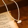 Pendientes de Concha con Forma de Abanico de Perla de Agua Dulce de Lujo Ligero de Moda Diseño de Nicho Conjunto de Collar con Colgante y Pulsera de Temperamento de Gama Alta