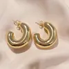 Pendientes de aro de metal con forma de C para paisajismo, moda para mujer, aro grueso exagerado, clip para oreja sin perforación, populares en Europa y América, transfronterizos