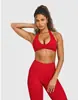 Sutiã de Yoga Europeu e Americano com Costas Abertas, Justo e Bonito para Mulheres, para Corrida, Fitness, Sutiã Esportivo, Roupa de Yoga, Roupa Externa, Gola Halter Simples