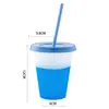 Vaso de Plástico Transfronterizo 16 oz Vaso que Cambia de Color Sensible a la Temperatura 475 ml Vaso con Popote Vaso de una Sola Capa que Cambia de Color Vaso con Popote