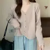 Abrigo estilo Chanel otoño e invierno ropa de mujer estilo coreano cuello simple cárdigan de punto transpirable de un solo botón suéter de manga larga