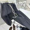 Calças de acetato de lã de pernas largas para mulheres drapeadas espessas emagrecimento versátil soltas calças retas de esfregão inverno Novo