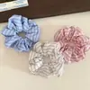 Goma para el pelo tipo scrunchie de tela a rayas azules y blancas estilo coreano, Accesorio para el cabello refrescante y versátil para niñas, Adecuado para coletas y moños
