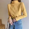 Camisa Básica de Mujer Source Kitty Diary Otoño e Invierno, Cuello Semi Alto, Agradable al Tacto, Cálida, Alta Elasticidad, Camiseta de Manga Larga, Color Sólido, Venta al por Mayor