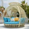 Conjunto Creativo de Sofás para Exteriores para Alojamiento, Popular en Redes Sociales, Cama Lounge para Piscina de Hotel Resort Nido de Pájaro de Ratán en la Costa de Bali