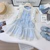 Vestido Estilo Resort para Meninas Verão Novo Menina Fresco Saia de Tule Vestido Manga Voadora Cm1253