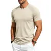 Camiseta de Verano Transfronteriza Desan Algodón de Cáñamo Transpirable de Secado Rápido para Hombre, Talla Asiática Raglán Empalmado Malla Cuello Redondo Manga Corta Ropa de Fitness