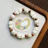 Pulsera de cerámica de Jingdezhen, nueva y que no se decolora, para estudiantes mujeres, pulsera de cuentas de estilo antiguo, pulsera de cerámica fresca y moderna