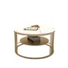Nuevo modelo 2026, mesa de centro de mármol de lujo ligero, sala de estar, mesa de té de metal de doble capa, diseño simple, adecuada para apartamentos pequeños, hierro forjado, mesa de centro de moda