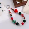 Corrente de celular com miçangas em formato de coração e estrela em blocos de cores vermelho e verde para outono e inverno de Natal, bolsa para câmera CCD, pingente personalizado