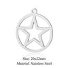 Paquete de 5 colgantes de acero de titanio con forma de estrella de cinco puntas y seis puntas, de acero inoxidable, con forma de luna y ocho estrellas, accesorios de joyería para hacer tú mismo.