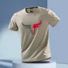Comercio Exterior Verano Secado Rápido Seda de Hielo Transpirable Casual Cuello Redondo Camiseta Estampada para Hombre Tops de Manga Corta para Exteriores Fitness Running