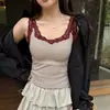 Colete quente estilo coreano com renda pequena para outono e inverno para mulheres, resistente ao frio, regulador de temperatura, blusa interna listrada fashion, camisa quente sem mangas