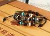 Pulsera Sencilla, Creativa y Personalizada de Cuero Genuino con Cuentas para Hombres y Mujeres, Pulsera de Calavera de Aleación