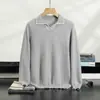 26 nuevo modelo suéter de cachemira con cuello de gaviota para hombre, tejido de punto estilo old money plano de 12 puntadas, suéter casual holgado con cuello de solapa, transfronterizo