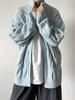 Suéter Cardigan Azul com Zíper Torcido Estilo Americano Vintage para Homens e Mulheres Casais Solto Casual Preguiçoso Tricô Jaqueta