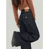 Jeans de Mezclilla Azul Oscuro de Pierna Ancha con Forro de Felpa para Mujer 2025 Tendencia Versátil Nuevos Pantalones Sueltos de Ajuste Petite Otoño e Invierno