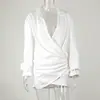 Fábrica Original Desejo Puro Sexy Decote Halter Costas Nuas Conjunto de Duas Peças Biquíni Branco Camisa de Manga Longa Proteção Solar