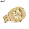 Reloj Missfox Nuevo Reloj de Hombre Cuadrado de Moda Diseño Nicho Recorte Hip-Hop Diamante Completo Reloj de Cuarzo