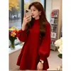 Vestido de Manga de Farol con Volantes Estilo Coreano para Mujer, Nueva Moda Primavera 2026, Holgado y Elegante, Estilo Perezoso, Vestido Súper Bonito