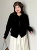 Suéter de Punto con Cuello Polo Talla Grande Estilo Old Money 2026 Invierno Gordito MM Minimalista Temperamento Chaqueta Casual Top para Mujer 25322