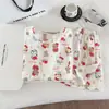 Venda Direta de Fábrica - Pijama de Verão Feminino, Estilo Coreano, Estampa de Desenho Doce e Fofa, Gola Redonda, Algodão Nuvem, Tendência Estilo Ins Item Quente