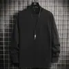 Camisa de Algodón Otoñal de Cuello Redondo de Manga Larga 2026 para Jóvenes, Corte Holgado, Capa Base Versátil, Suéter Casual, Camiseta Lisa para Hombre
