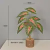 Planta Verde Artificial 9 Cabezas Malanga Silvestre Lirio de Calas Decoración del Hogar Accesorio de Fotografía Modelo de Hoja Octagonal Decoración de Habitación Syngonium