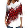 Transfronterizo Europeo y Americano 2023 Amazon Aliexpress Nuevo Tipo de Cuello con Botón Estampado Digital Variado Camisetas para Mujer