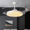 Luz de Ventilador de Frequência Variável LED Moderna e Simples para Sala de Estar, Sala de Jantar, Quarto com Controle Remoto Inteligente Ventilador de Teto Luz de Ventilador Invisível