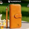 Cartera larga de cuero Hummer Paul para mujer, con RFID, tarjetero, gran capacidad, con correa de muñeca desmontable