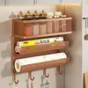 Estante de almacenamiento de pared para cocina, no requiere perforación, multifuncional, para almacenar cebollas grandes, jengibre y ajo, estante colgante de doble capa, estante para verduras y especias