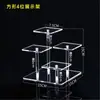 Soporte de Exhibición Transparente Acrílico Forma de Abanico Escalera Muñeco de Dibujos Animados Hecho a Mano Bubble Mart Estante para Cosméticos Postres