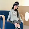 Camiseta Básica Manga Longa Casual Solta Estilo Coreano Aimo Beibei Infantil Primavera Campus Raglan