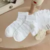 Calcetines Cortos de Tubo Azules Claros Lindos de Dibujos Animados Bordados con Lazo, Estilo Nuevo de Primavera y Verano, Versátiles, Sin Costuras, de Algodón