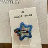 Pinza para el pelo de mezclilla con lazo retro lindo para niñas, Pinza de diseño con estrellas, Pinza para el pelo de moda Y2K, Adorno para la cabeza