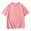 Camiseta de manga corta para hombre, de algodón de fibra larga de Xinjiang, 200 g, de color liso, de verano, con cuello redondo y manga corta, holgada.