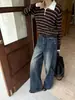 Jeans Vintage Lavados Blancos de Pierna Recta y Pierna Ancha con Forma de Pera Yiershan para Mujer YE0273