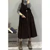 Vestido tipo chaleco de pana vintage para mujer, otoño e invierno, holgado, antiedad, combinable, informal, con tirantes de polar, novedad de 2024