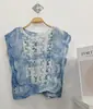 Vestido artístico azul tie-dye hecho a mano de Radix Isatidis de planta pura original, sobrecapas exteriores protectoras solares