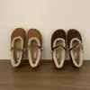 ¡Lana de Cordero! Zapatos Birkenstock de Suela Gruesa con Forro de Felpa para Mujer, Mocasines Retro de Invierno Mary Jane de una Correa, Zapatos Cálidos de Algodón
