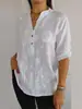 2025 Feira de Outono de Comércio Exterior Plataforma Independente Camisa Feminina de Renda Bordada com Botões Decote V Europeia e Americana Amazon Cross-Border