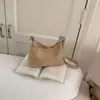 Bolso tote nuevo de paja tejida con correa ancha de moda, estilo simple, gran capacidad, bolso de playa casual