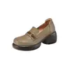 Colección Otoño 2026: Nuevos Mocasines Casuales Retro con Suelas Gruesas y Tacones Gruesos, Zapatos de Cuero para Mujer Estilo Británico