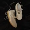 Tênis de Balé com Velcro e Contas de Design Francês 5cm para Mulheres, Novo Estilo Esportivo para o Início da Primavera, Sapatos Mary Jane Baixos