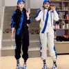 Conjunto Deportivo Casual para Mujer Primavera y Otoño Holgado Bloque de Color Cremallera Diagonal con Cordón Sudadera con Capucha Pantalones Jogger Conjunto de Dos Piezas