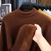 Venta al por mayor del fabricante Suéter de punto cálido de invierno para hombre, todo en uno, cuello alto medio de terciopelo, con felpa adicional, nuevo, engrosado