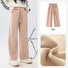 Pantalones de Niña Otoño Pierna Recta Forro Polar Delgado Casual Pantalones de Chándal Niños Holgados Engrosados Pierna Ancha Pantalones Deportivos Uso de Primavera