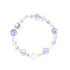Pulseira de Cristal e Pérola Simples e Doce Personalizada de Verão, Nicho de Luxo Leve, Estilo Elegante de Férias, Pulseira Versátil Iridescente